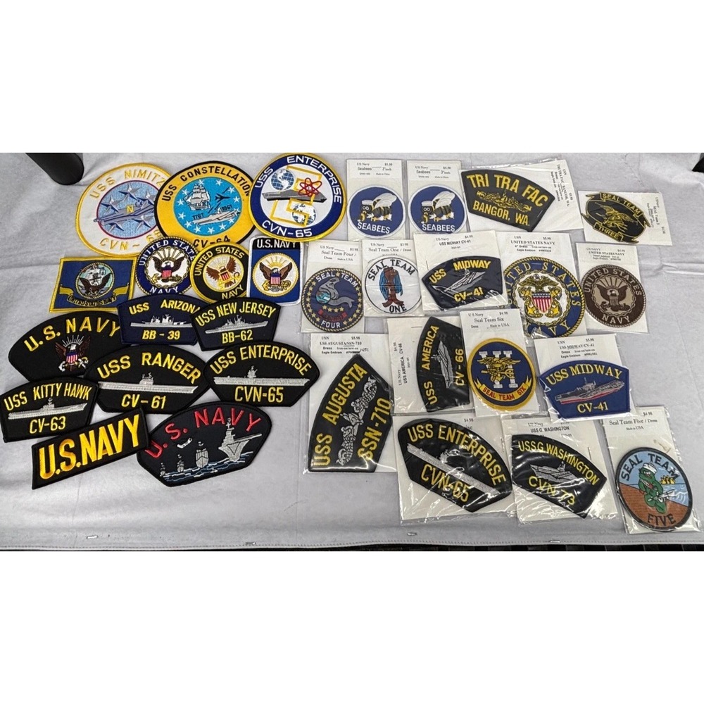 US Navy Patch Lot 31pc Vintage USS Nimitz SEAL‎ Team Aircraft Carrier Submarine